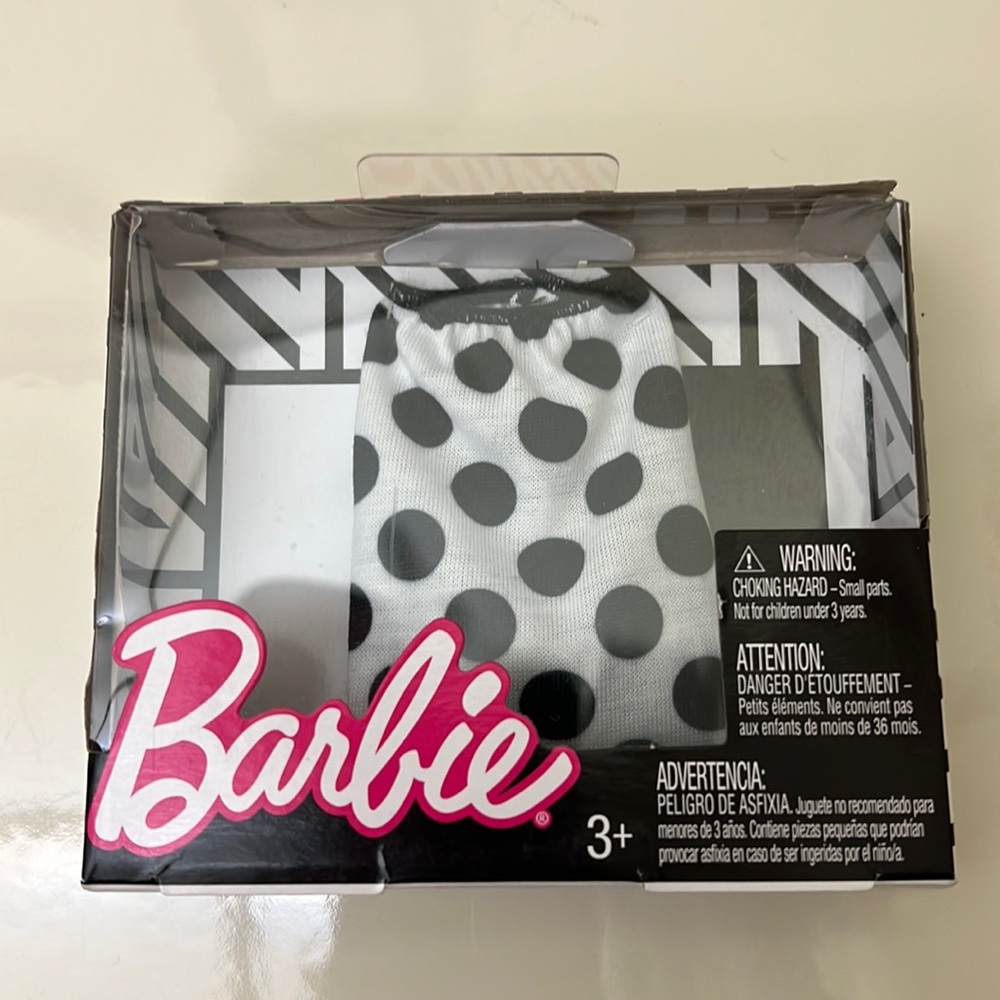 Barbie White with Black Polka Dot Skirt NIB